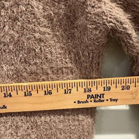 NWT Express Sweater Womens XS Tan Mocha Hooded Open Front Cardigan Cozy Fuzzy - Picture 9 of 13